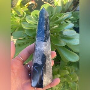 Black agate tower obelisk collectible